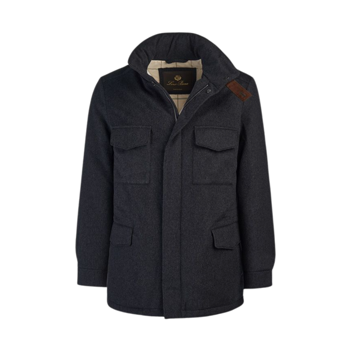 FAO7500-M047 Loro Piana Cashmere Storm System Traveller Jacket Black Grey Melange
