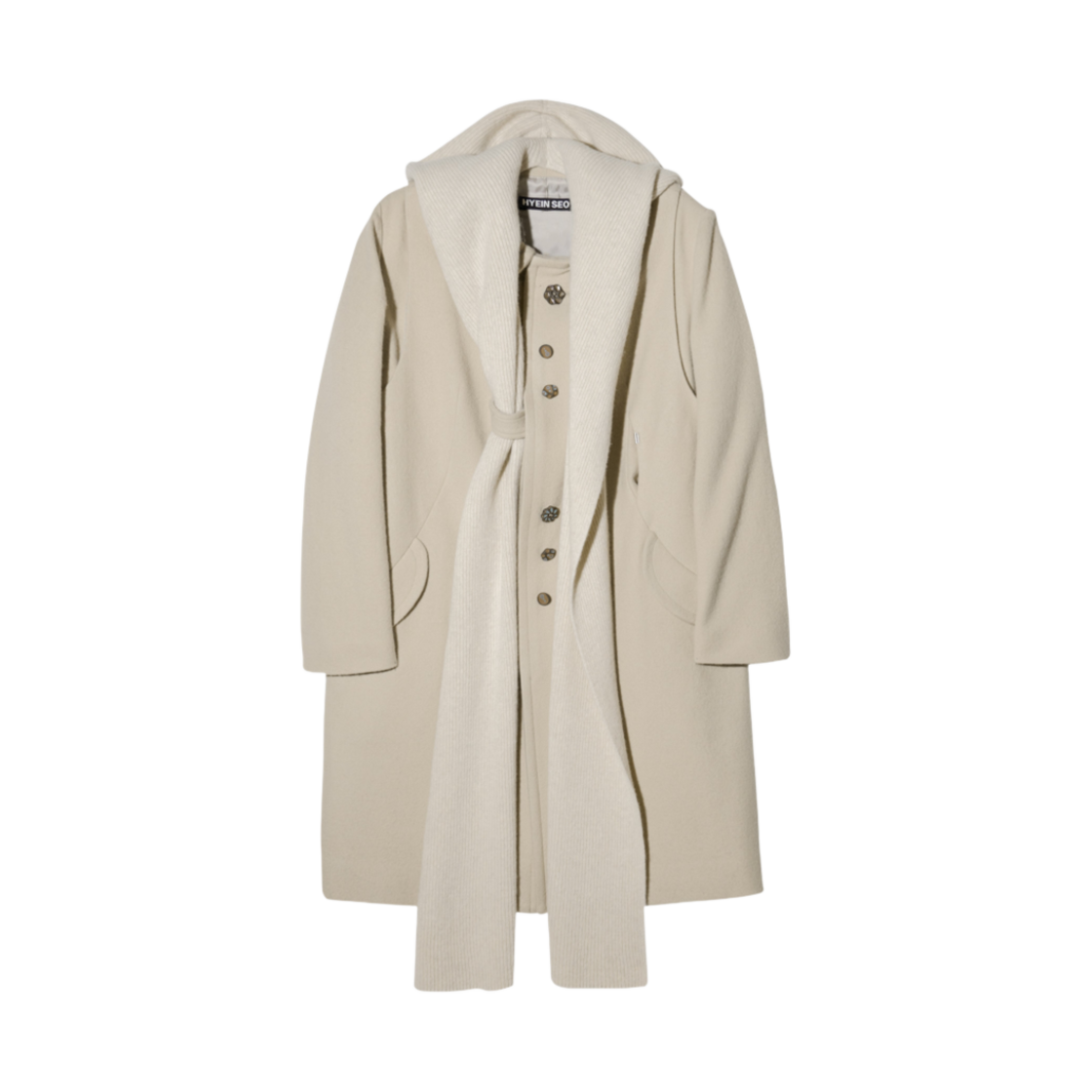 - (W) Hyein Seo Coat w/ Hood Muffler Ivory