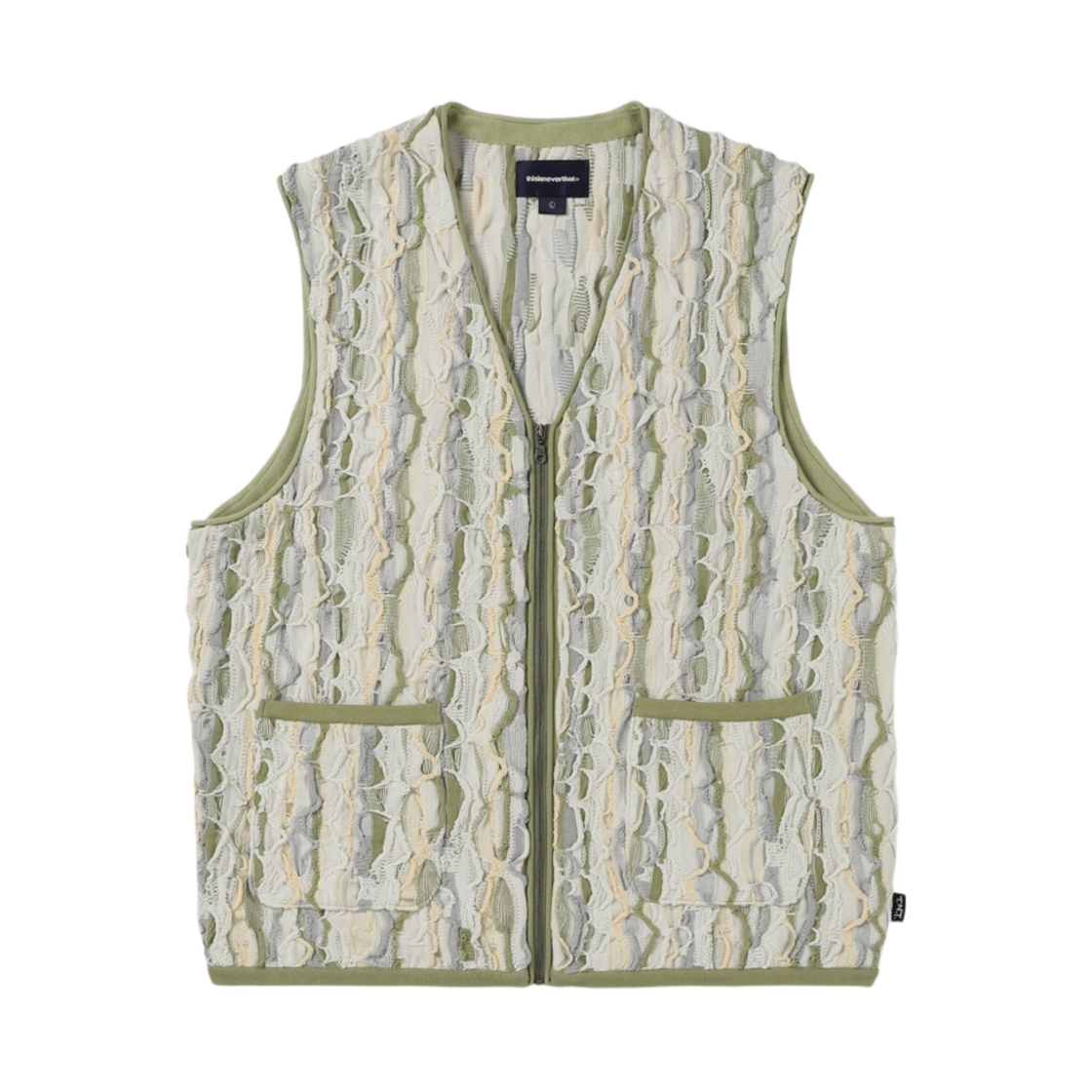 TN241KKNZK01BEI thisisneverthat 3D Cable Knit Vest Beige