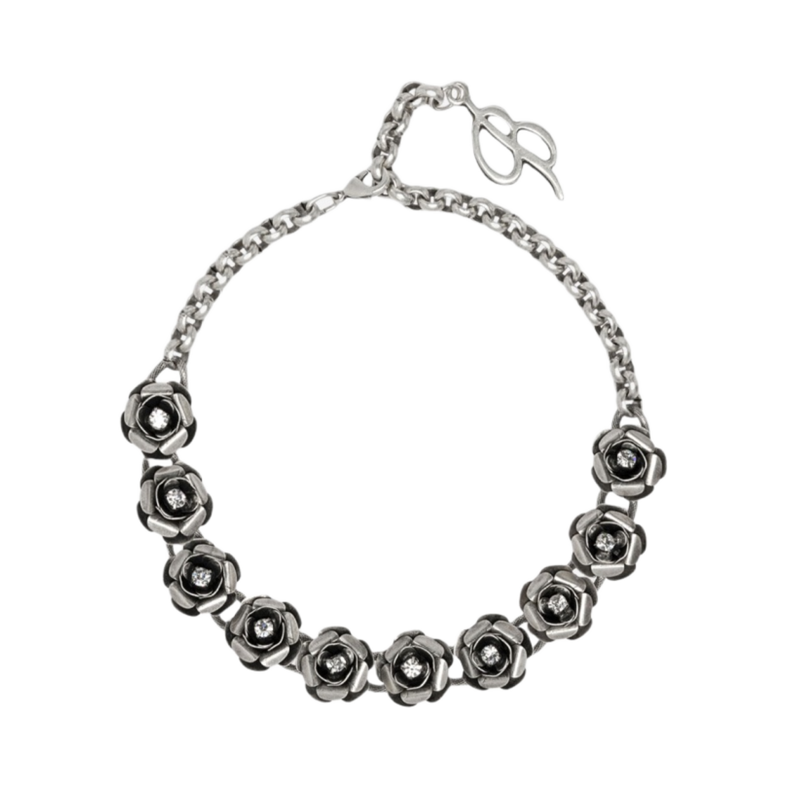 2W191A-N0995 (W) Blumarine Rose Decoration Choker Silver