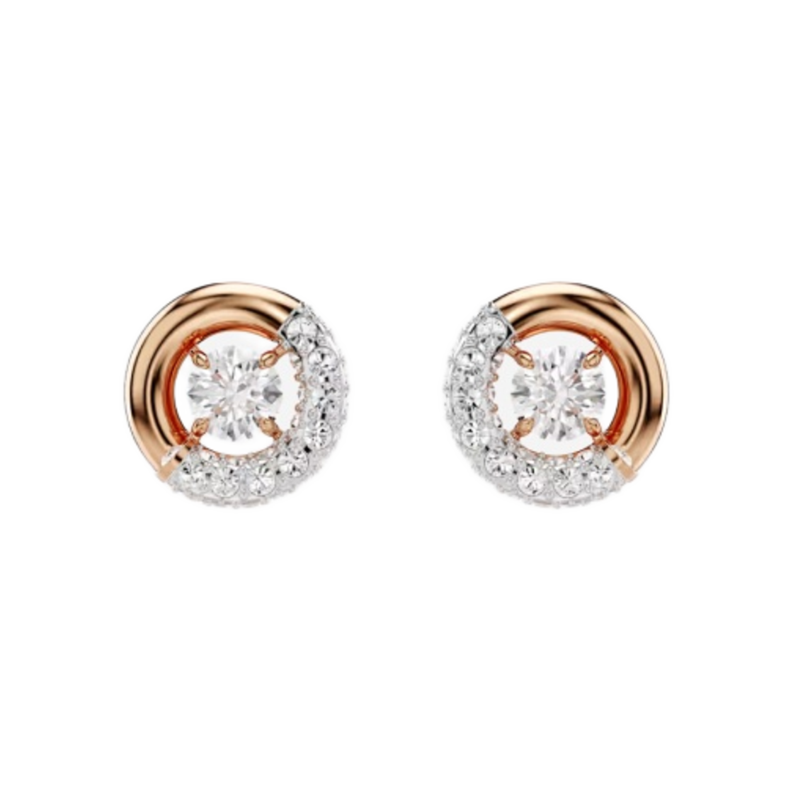 5692258 (W) Swarovski Dextera Stud Earrings Round Cut White Rose Gold Tone Plated