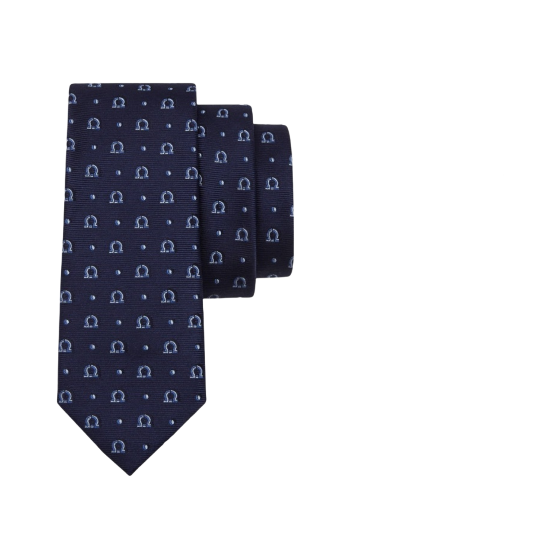 페라가모 간치니 자카드 실크 타이 네이비 블루(Ferragamo Gancini Jacquard Silk Tie Navy Blue) - 2