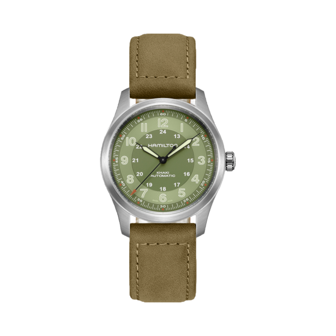 해밀턴 카키 필드 티타늄 오토 38mm 소가죽 그린(Hamilton Khaki Field Titanum Auto 38mm Cow Leather Green)