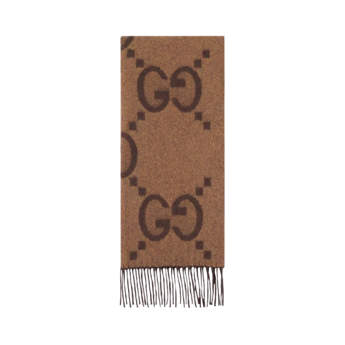 (W) 구찌 GG 캐시미어 자카드 머플러 베이지 다크 브라운((W) Gucci GG Cashmere Jacquard Muffler Beige Dark Brown) - 1
