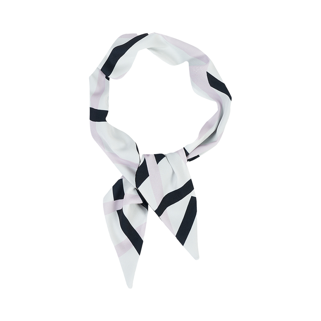 LCTS-WB Allincomplete Line Cross Twilly Scarf White & Black
