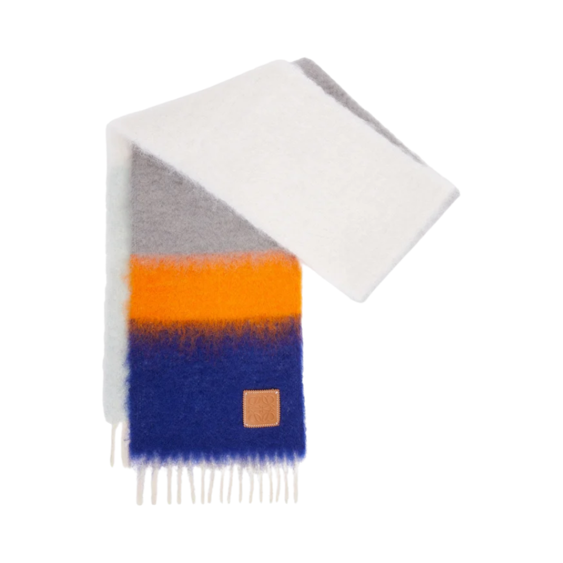 F811257X22-5389 (W) Loewe Muffler in Mohair and Wool Dark Blue Multicolor