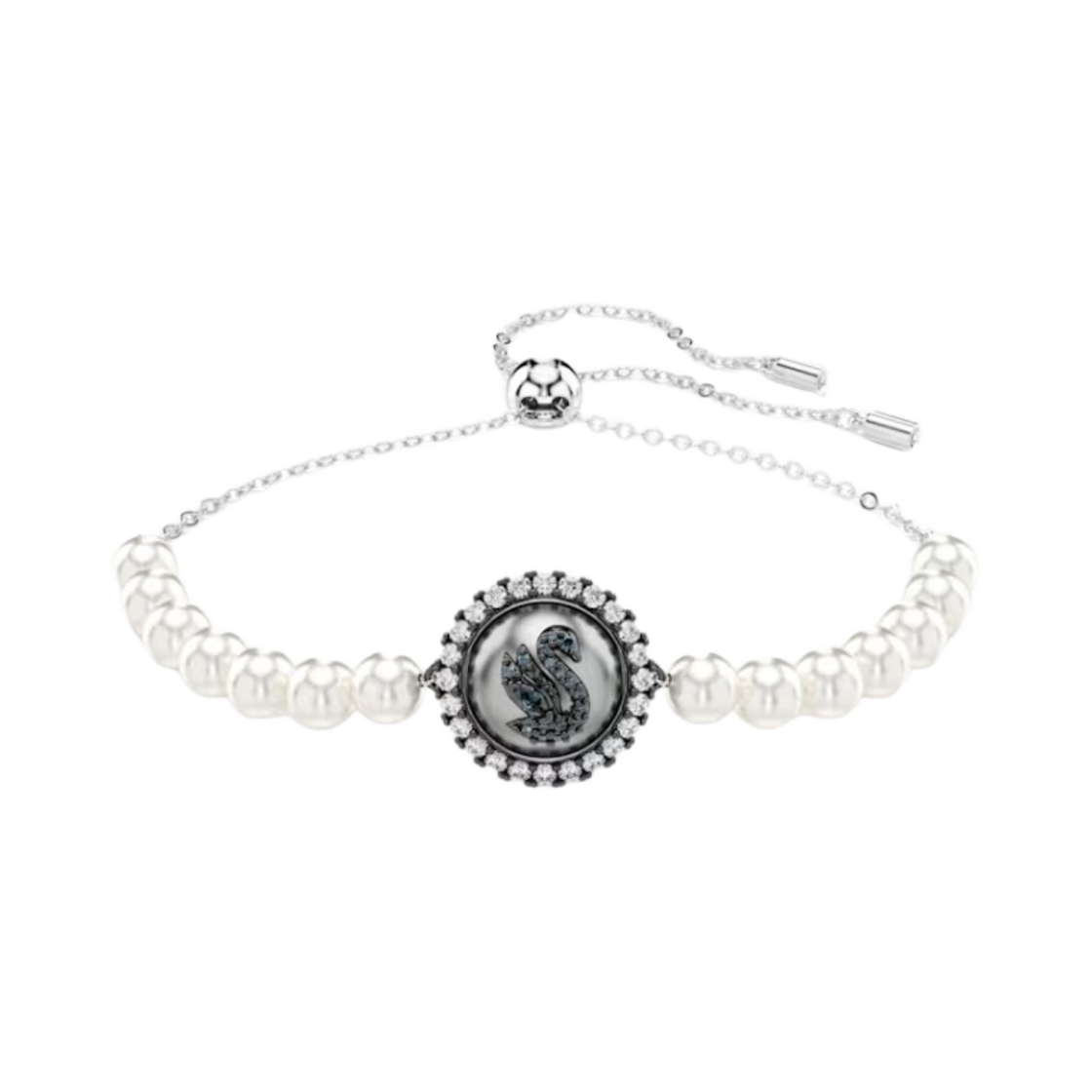 5680851 (W) Swarovski Swan Bracelet Crystal Pearl Swan Grey Rhodium Plated