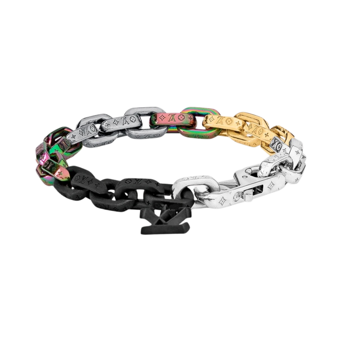 루이비통 파라다이스 체인 팔찌 메탈 블랙 멀티컬러 실버 골드
