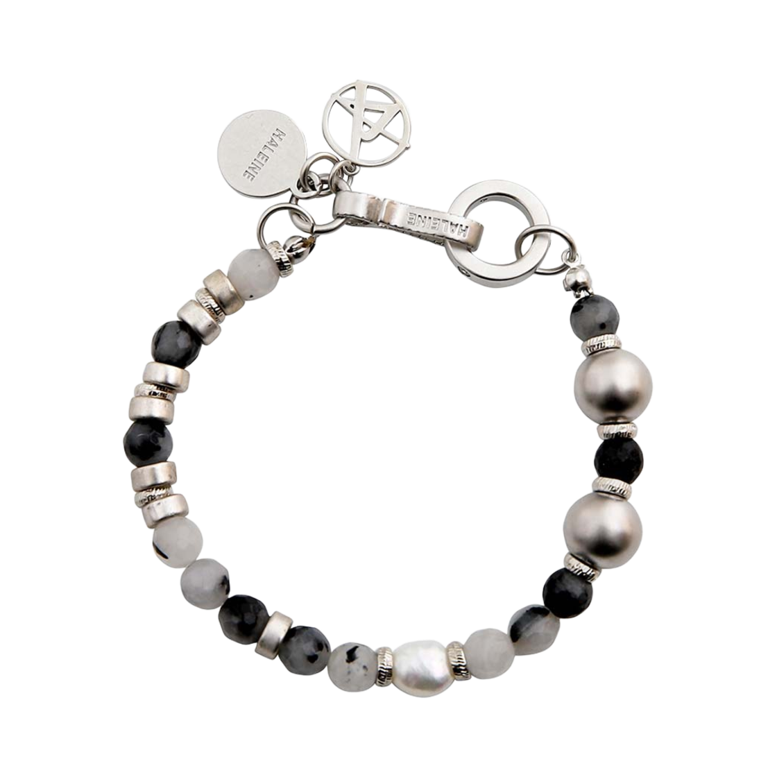 알렌느 젬스톤 메탈 브레이슬릿 블랙(Haleine Gemstone Metal Bracelet Black (VA207))