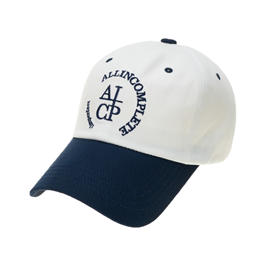 올인컴플리트 라운드 로고 볼캡 네이비 & 화이트