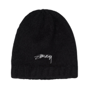 Stussy Fuzzy Ribbed Beanie Black