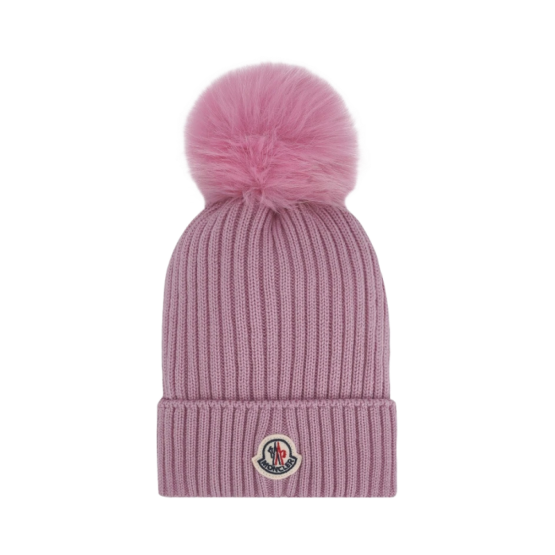 (키즈) 몽클레르 울 비니 폼폼 로즈 핑크 - 23FW((Kids) Moncler Wool Beanie with Pom Pom Rose Pink - 23FW) - 1