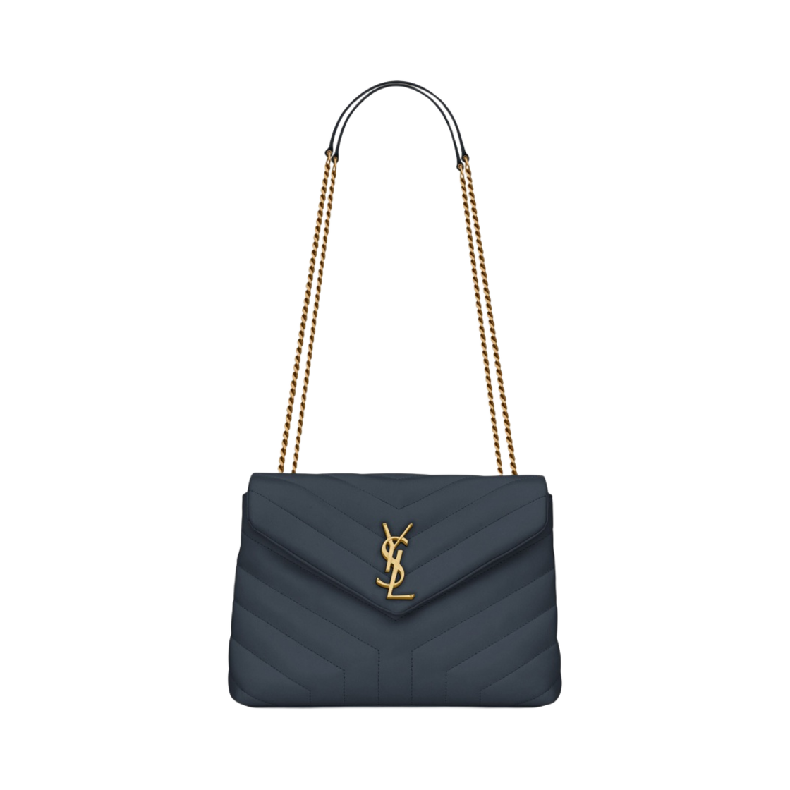생로랑 마틀라세 Y 레더 브론즈 모노그램 루루 스몰백 샤롱 블루(Saint Laurent Bronze Monogram Loulou Small Bag in Matelasse Y Leather Charron Blue) - 1