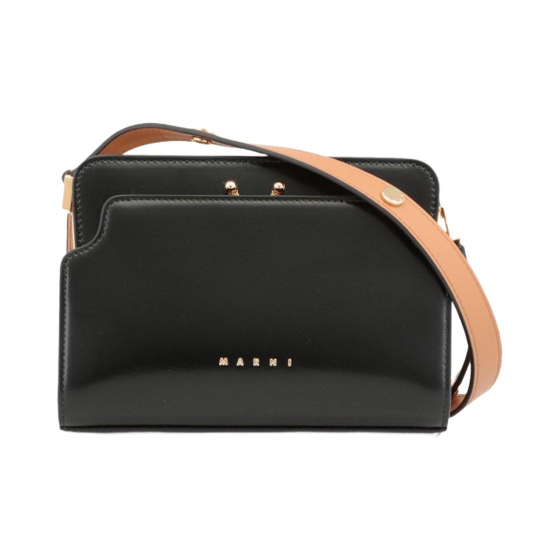 마르니 바이컬러 유광 가죽 미니 리버스 트렁크백 블랙(Marni Bi-Coloured Shiny Leather Mini Reverse Trunk Bag Black) - 1