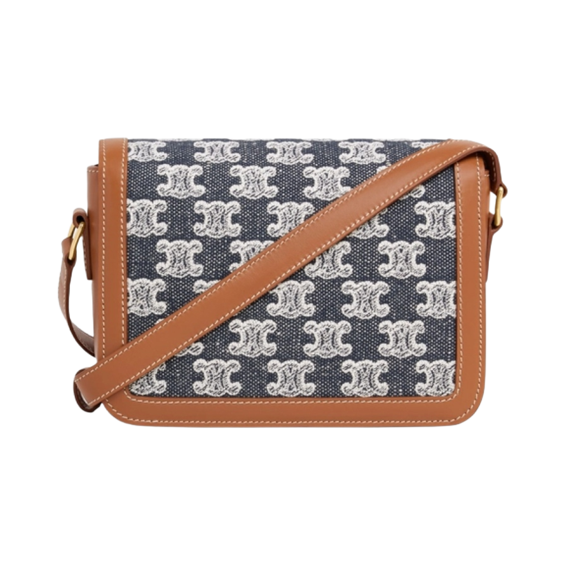 셀린느 트리옹프 자수 텍스타일 카프스킨 틴 트리옹프백 네이비 블루(Celine Teen Triomphe Bag in Textile with Triomphe Embroidery and Calfskin Navy Blue) - 2