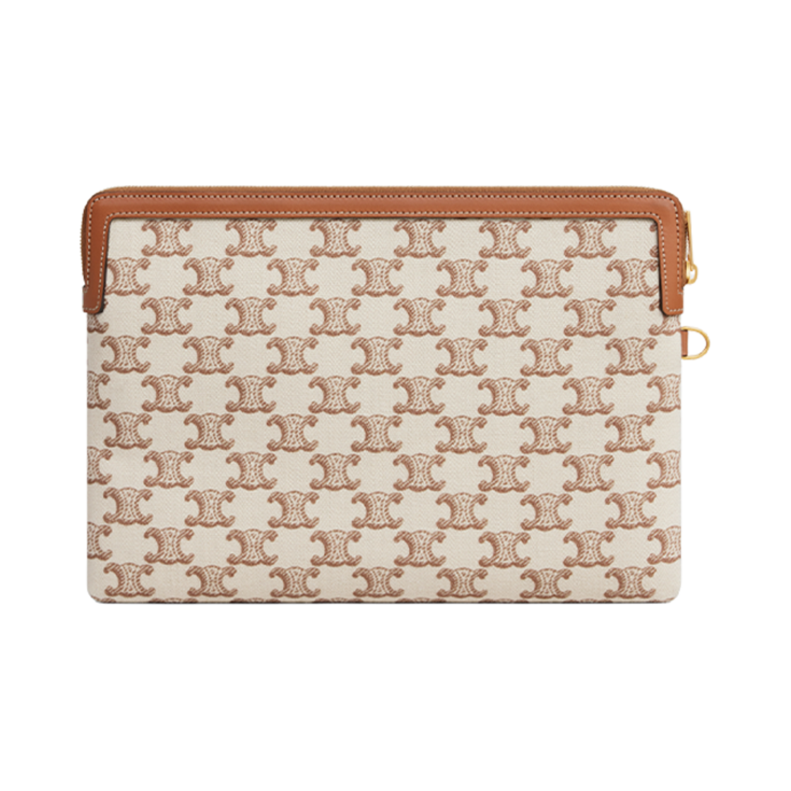 셀린느 스몰 파우치 스트랩 셀린느 시그니쳐 텍스타일 트리옹프 프린트 카프스킨 화이트(Celine Small Pouch with Strap Celine Signature in Textile with Triomphe Print Calfskin White) - 4