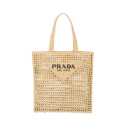 Prada Crochet Tote Bag Logo Natural