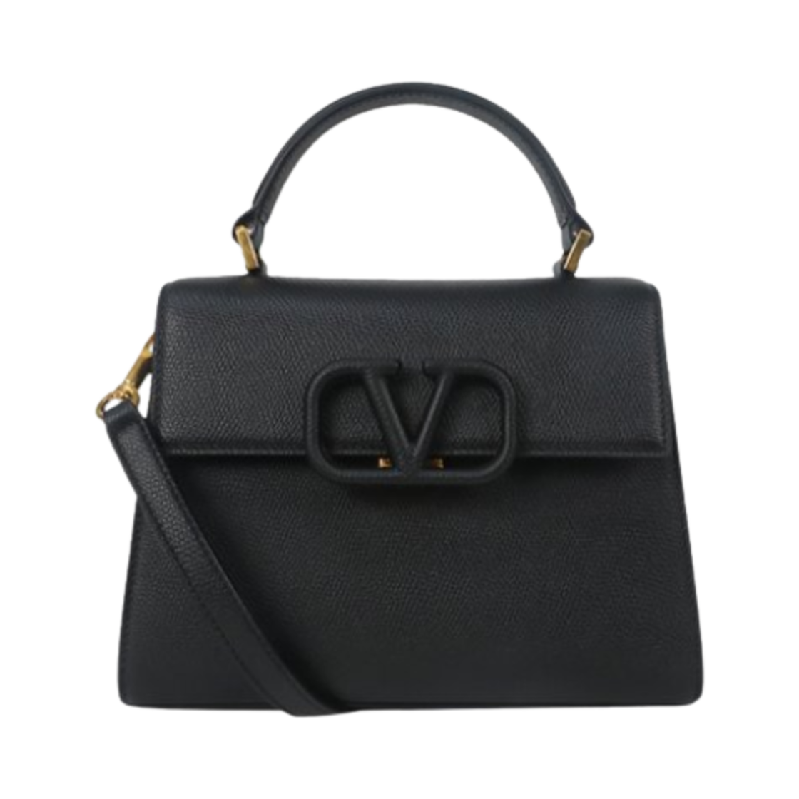 발렌티노 스몰 스탐파 알체 카프스킨 V 슬링 탑 핸들백 블랙(Valentino Small Stampa Alce Calfskin V Sling Top Handle Bag Black) - 1