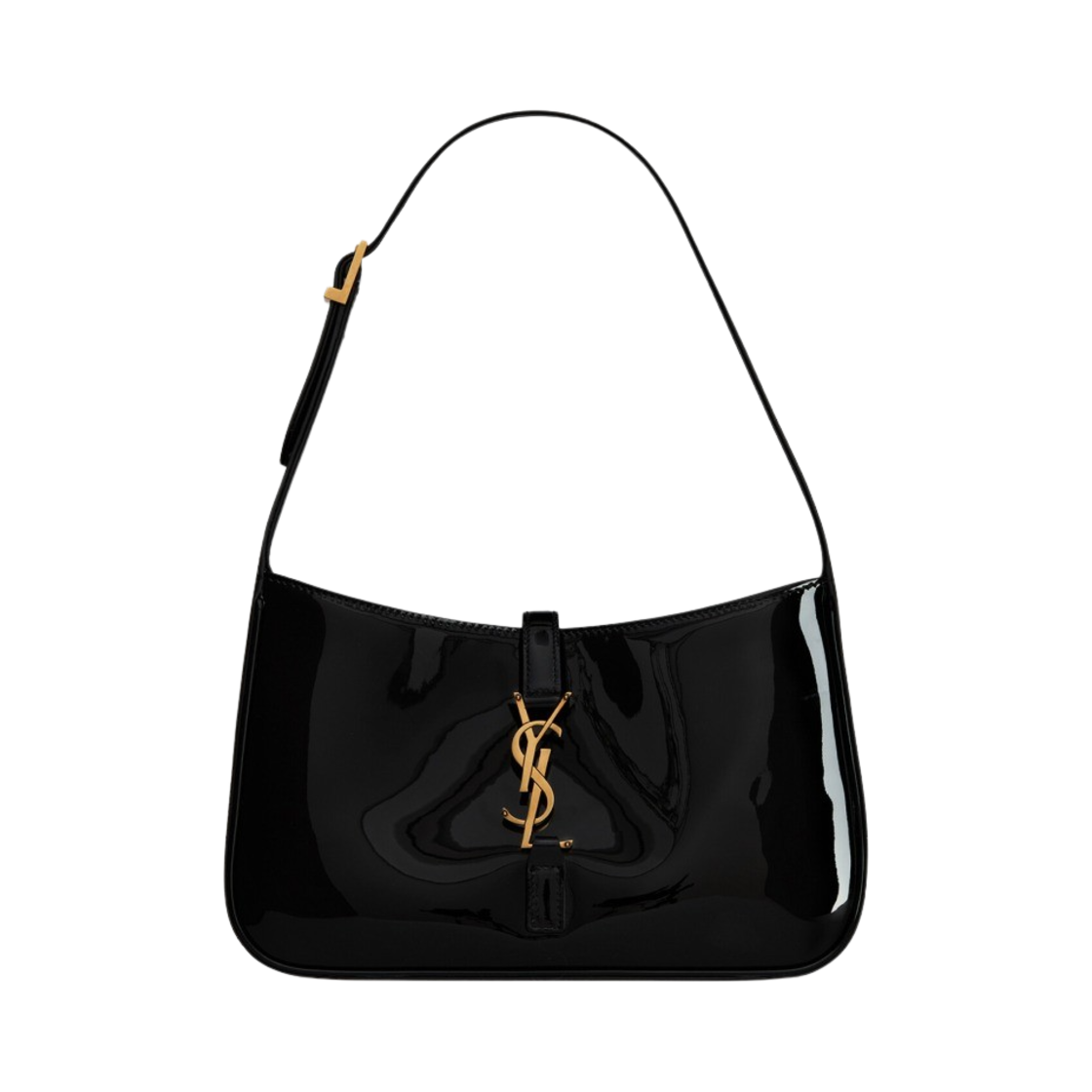 생로랑 페이턴트 레더 브론즈 모노그램 레더 르 5 아 7 호보백 블랙(Saint Laurent Bronze Monogram Le 5 A 7 Hobo Bag in Patent Leather Black) - 1