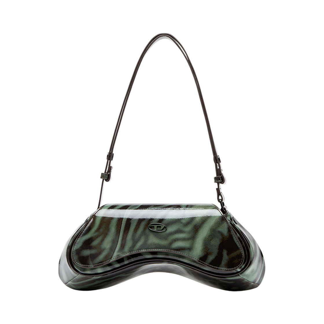 디젤 플레이 크로스바디 백 블리딩 로고 프린트 블랙 그린(Diesel Play Crossbody Bag With Bleeding Logo Print Black Green) - 1