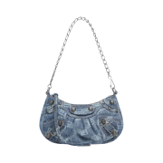 Balenciaga Le Cagole Mini Bag with Chain BB Monogram Bleached Denim Blue