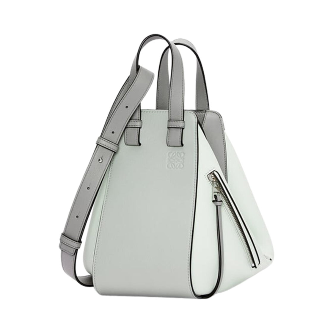 로에베 스몰 해먹 백 인 클래식 카프스킨 애쉬 그레이 라이트 셀라돈(Loewe Small Hammock Bag In Classic Calfskin Ash Grey Light Celadon)