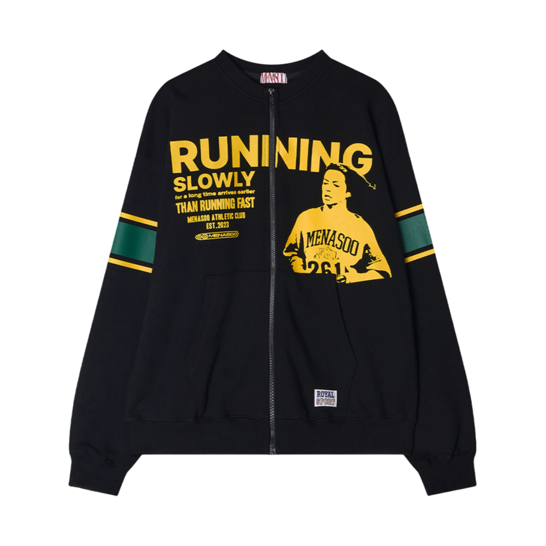 미나수 라운드넥 러닝 집업 가디건 블랙