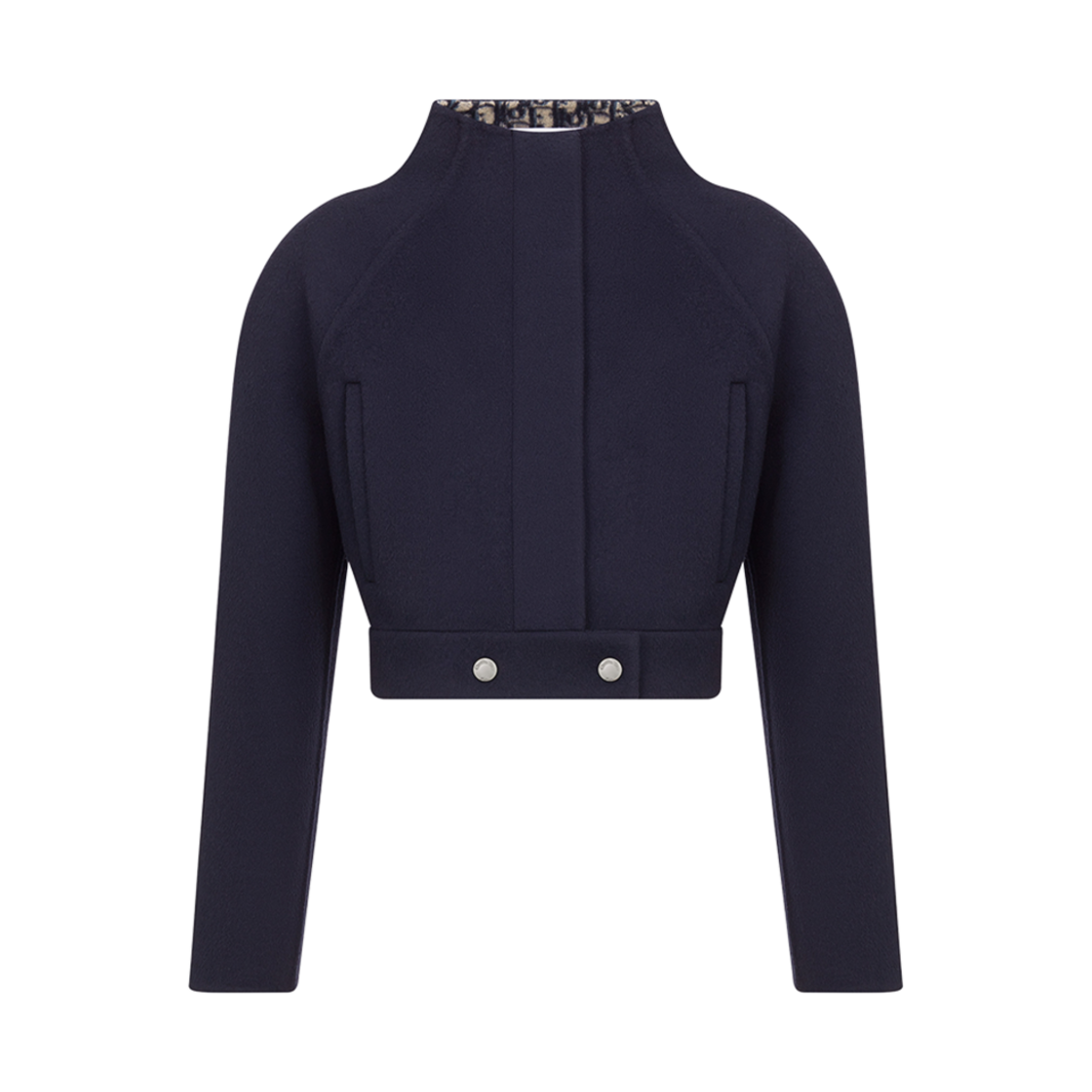 (W) 디올 실크 피코트 네이비 블루 더블 사이디드 버진 울 실크 오블리크 인테리어((W) Dior Cropped Peacoat Navy Blue Double Sided Virgin Wool Silk Oblique Interior)