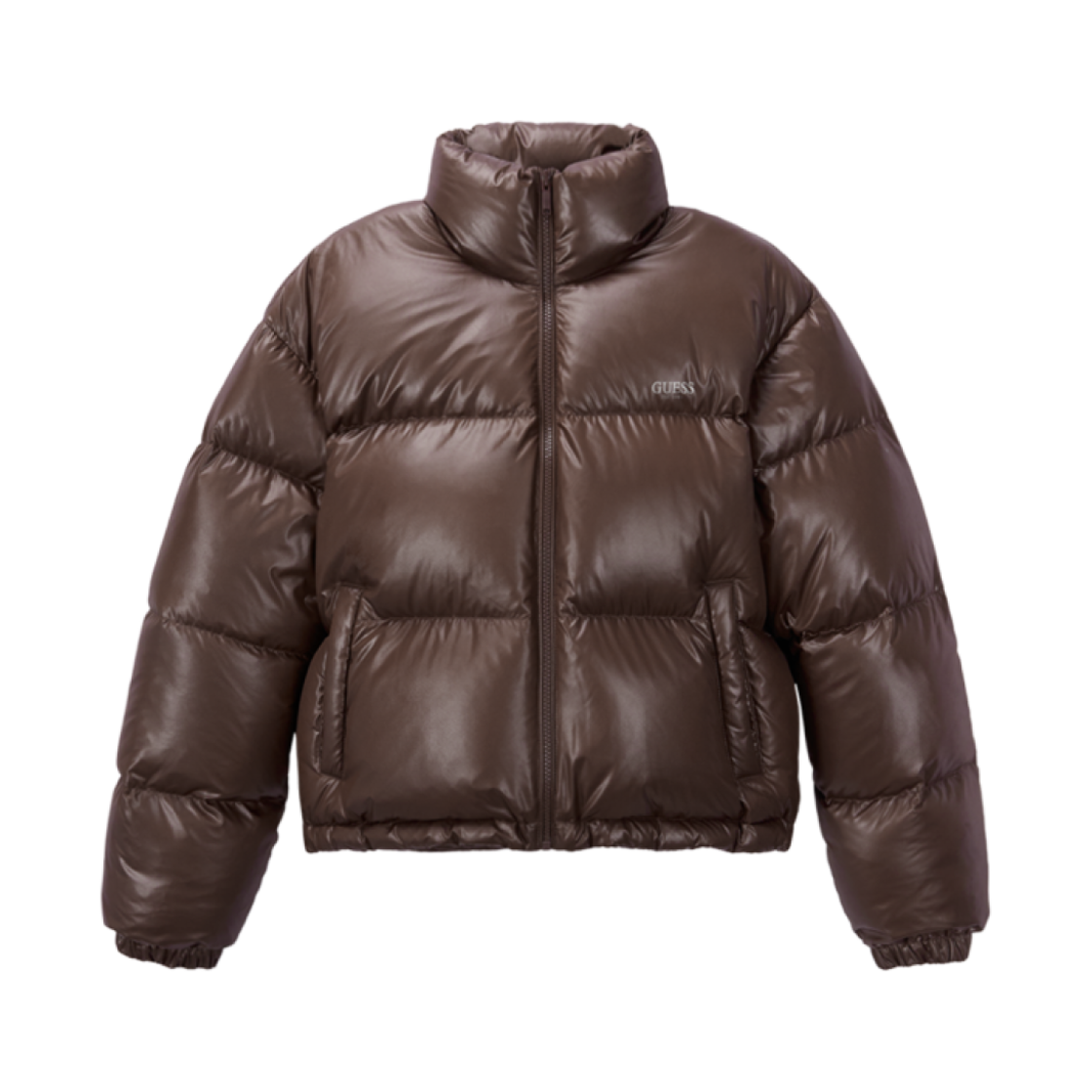 (W) 게스 크롭 푸퍼 브라운((W) Guess Crop Puffer Brown)