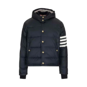 Thom Browne Matte Nylon 4-Bar Down Bomber Jacket Navy