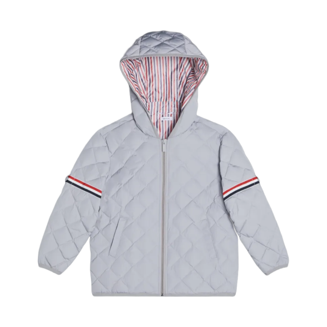 (키즈) 톰브라운 폴리 트윌 퀼티드 암밴드 다운 자켓 그레이((Kids) Thom Browne Poly Twill Quilted Armband Down Jacket Grey) - 1