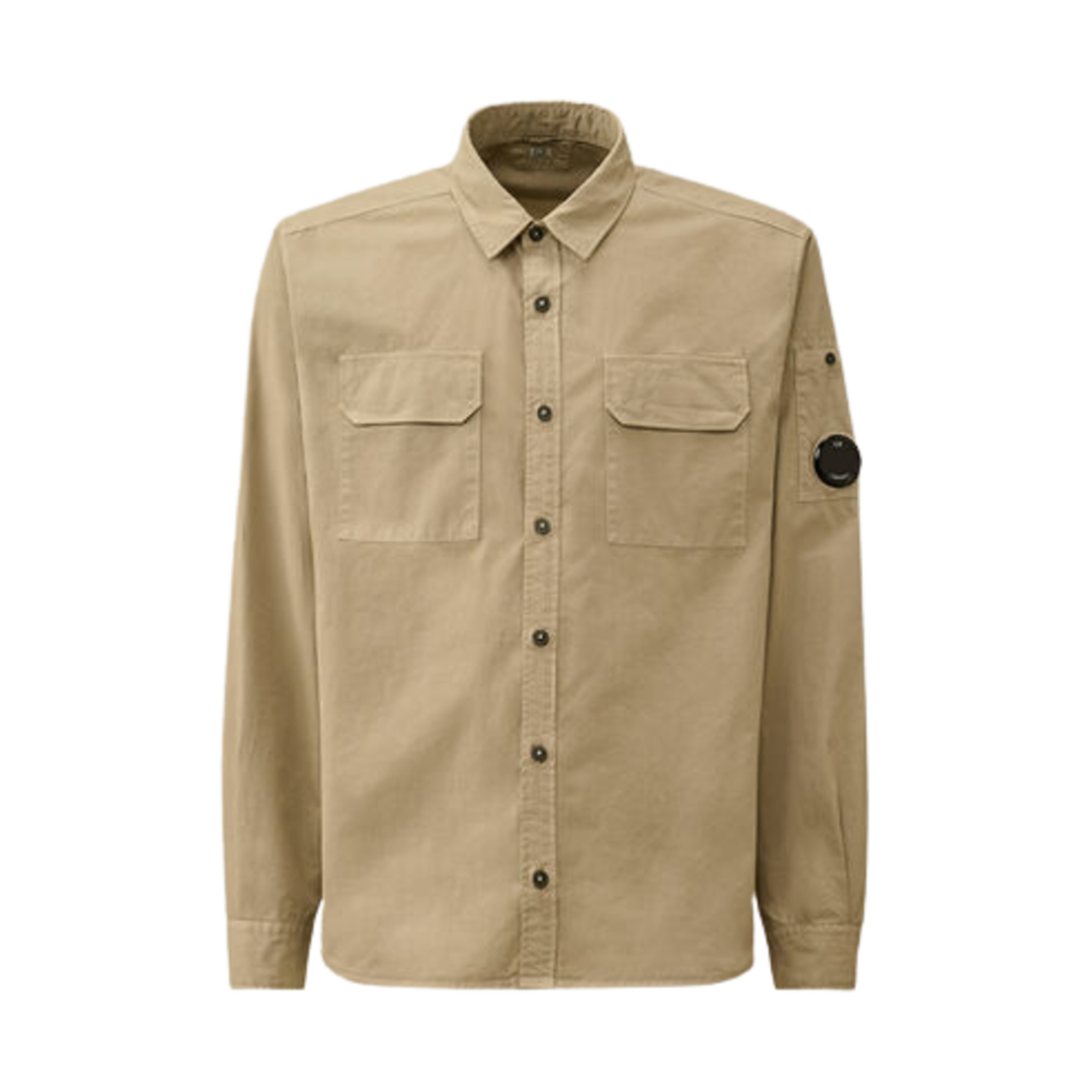 18CMSH140A110143G327 C.P. Company Organic Gabardine Lens Shirt Vintage Khaki Beige - 25SS