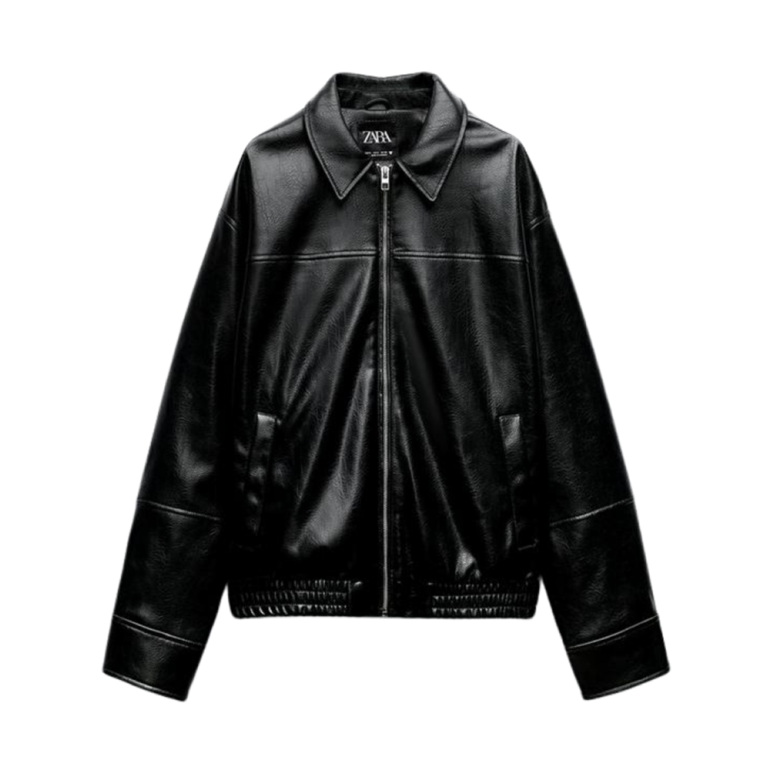 W) 자라 포우 레더 오버사이즈 자켓 블랙 | Zara | KREAM
