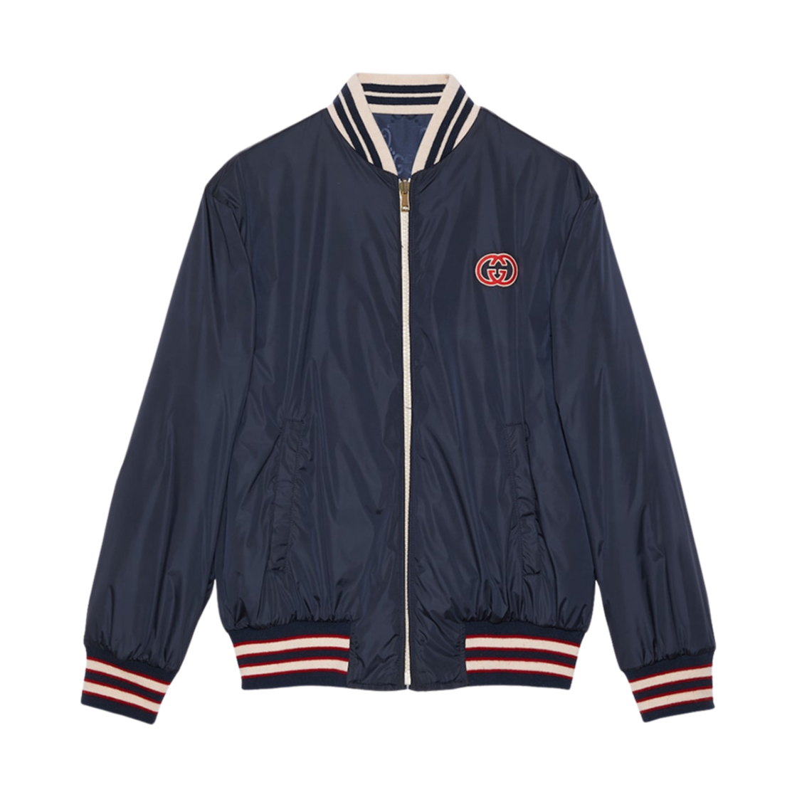 770283-ZAPA0-4348 Gucci Reversible Nylon Canvas Jacket Dark Blue