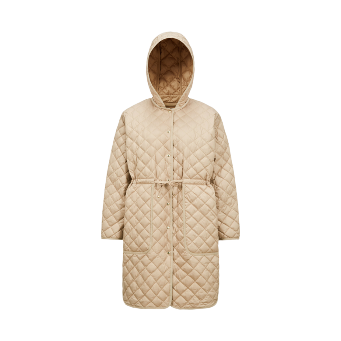 K1-093-1C00004-54AQE-20X (W) Moncler Etelan Hooded Diamond Quilted Long Down Jacket Beige - 25SS