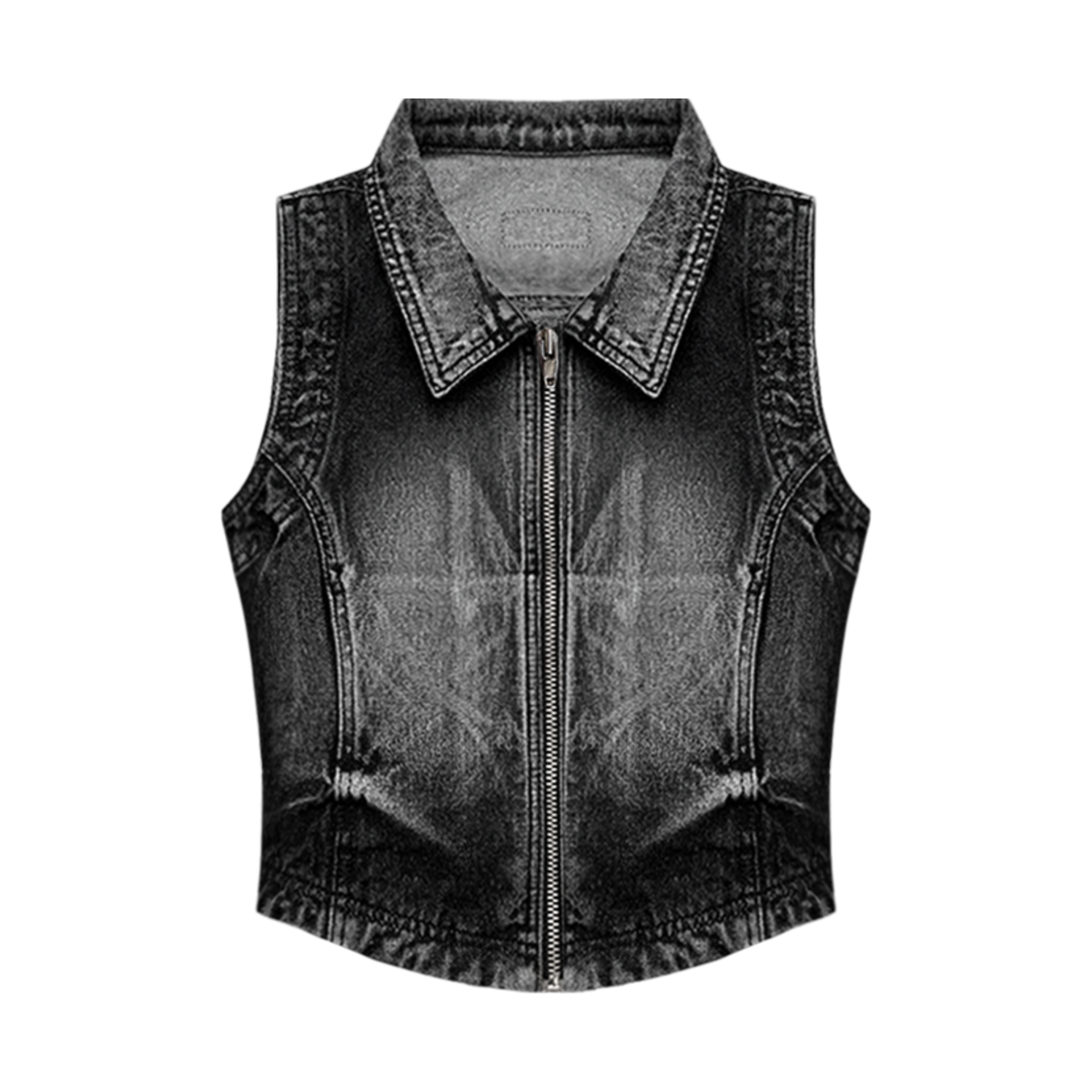 BLR2D06VT01-BK BLR Summer Washing Biker Denim Zip-Up Vest Black