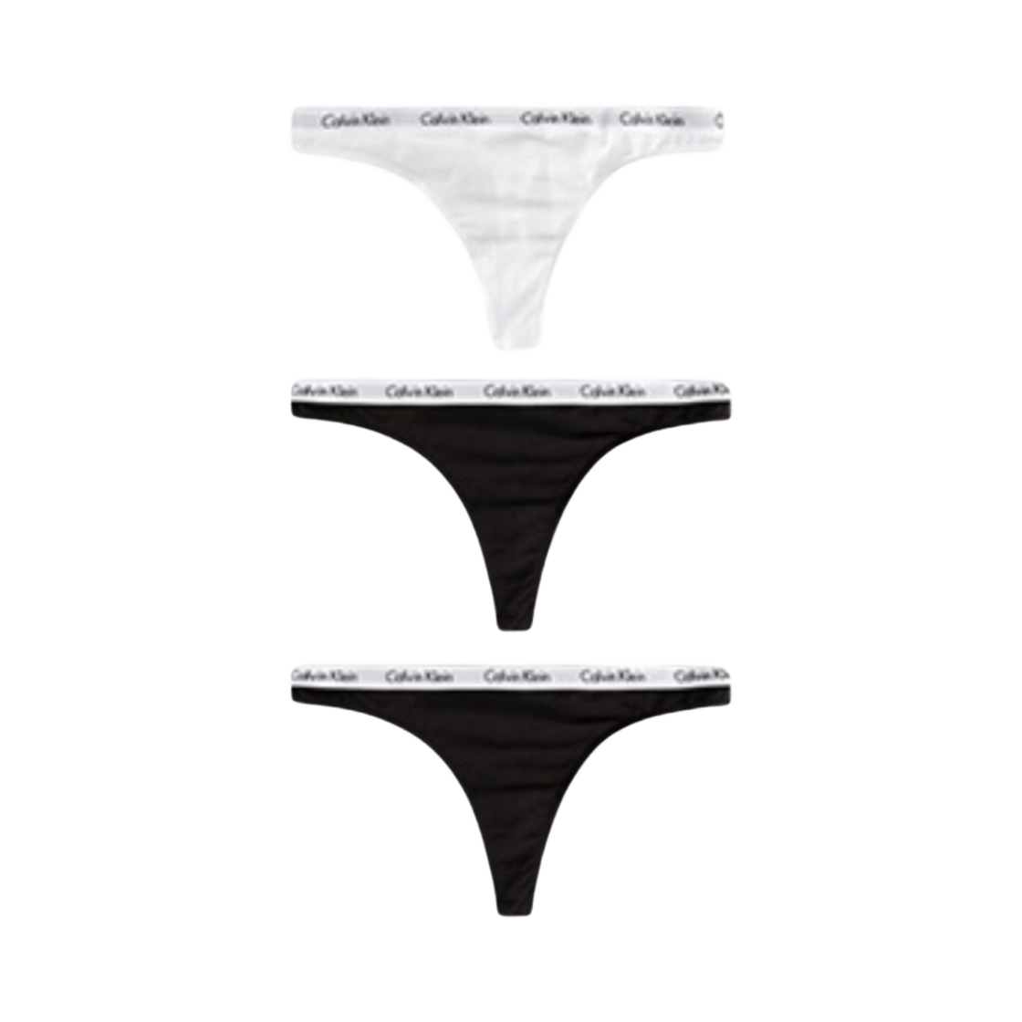 (W) 캘빈 클라인 캐러셀 로고 코튼 3팩 통 블랙 화이트((W) Calvin Klein Carousel Logo Cotton 3-pack Thong Black White) - 1