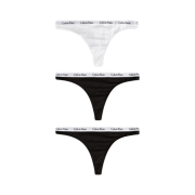 (W) Calvin Klein Carousel Logo Cotton 3-pack Thong Black White
