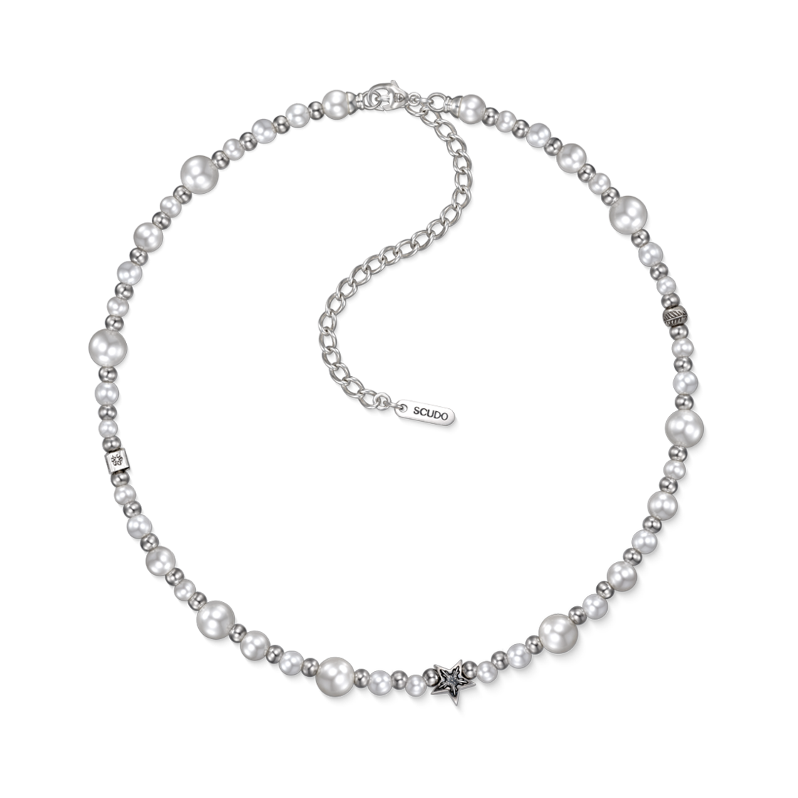 스쿠도 화이트 펄 씨 스타 넥크리스