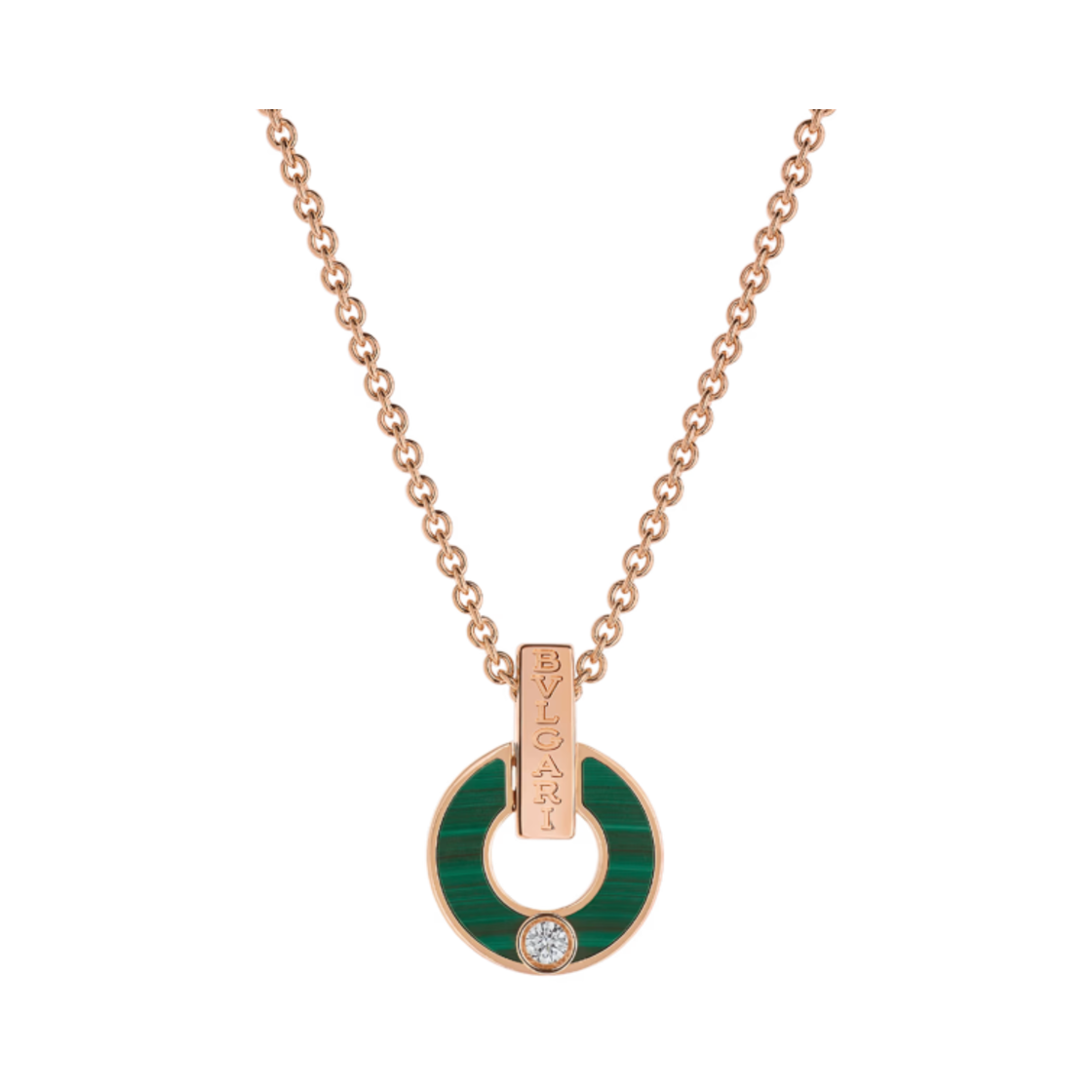 357313 Bulgari Bulgari Necklace Rose Gold Malachite Diamond