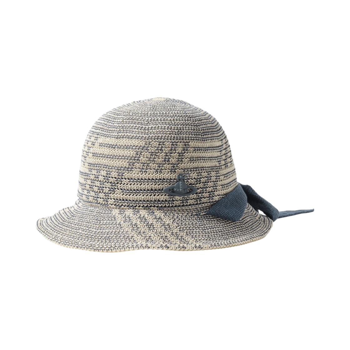 (W) 비비안 웨스트우드 더모 자카드 리본 햇 네이비((W) Vivienne Westwood Thermo Jacquard Ribbon Hat Navy) - 1