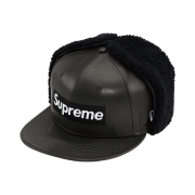 Supreme Leather Earflap Box Logo New Era Black - 22FW
