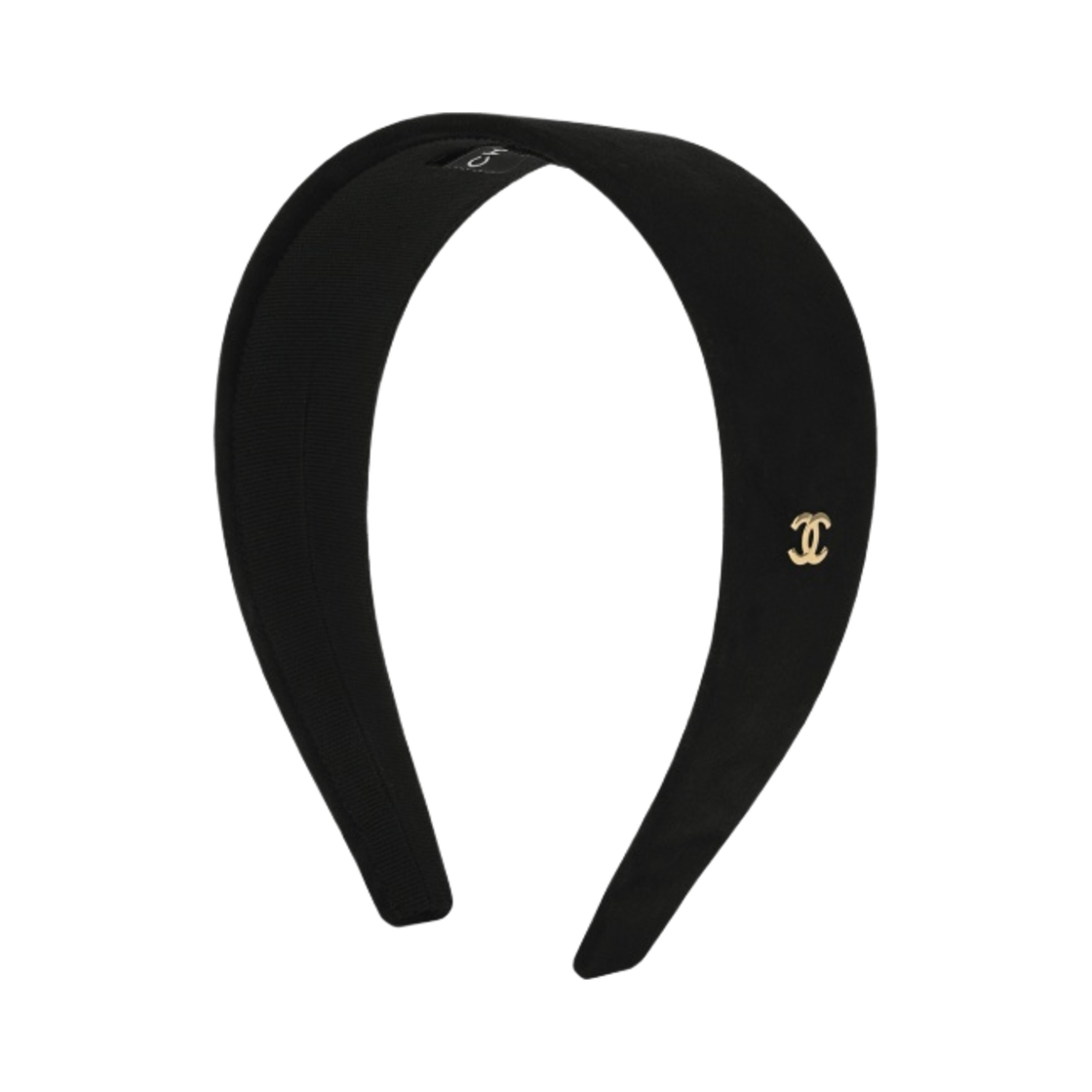(W) 샤넬 헤어밴드 스웨이드 키드스킨 & 블랙((W) Chanel Headband Suede Kidskin & Black)