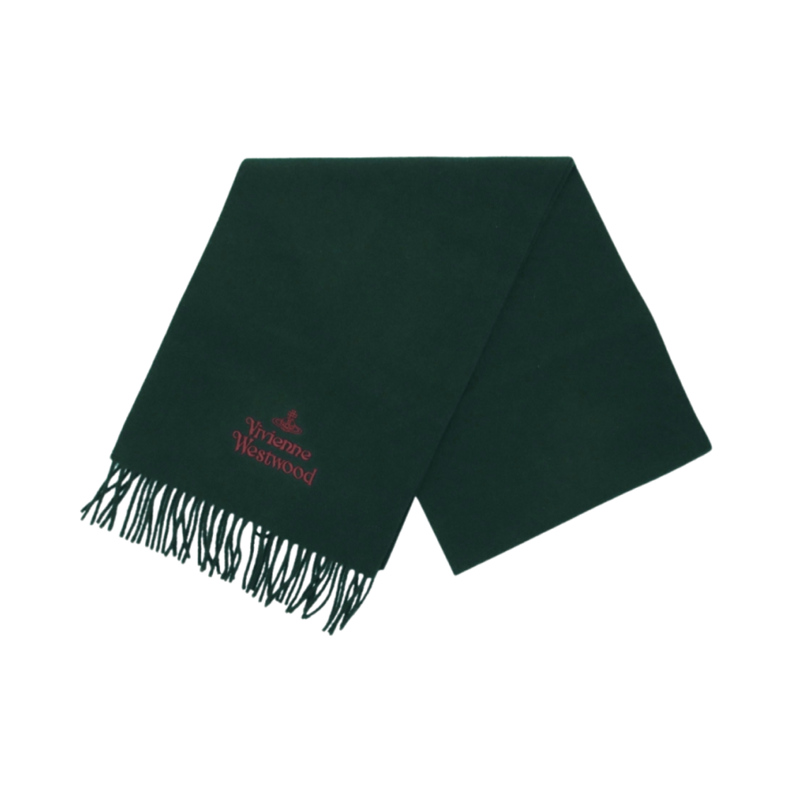 81030007-W00Q7-M411 Vivienne Westwood Embroidered Logo Muffler Green Wine
