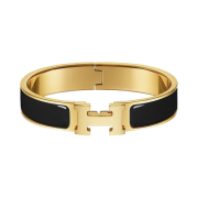 (W) Hermes Clic H Bracelet Gold & Noir