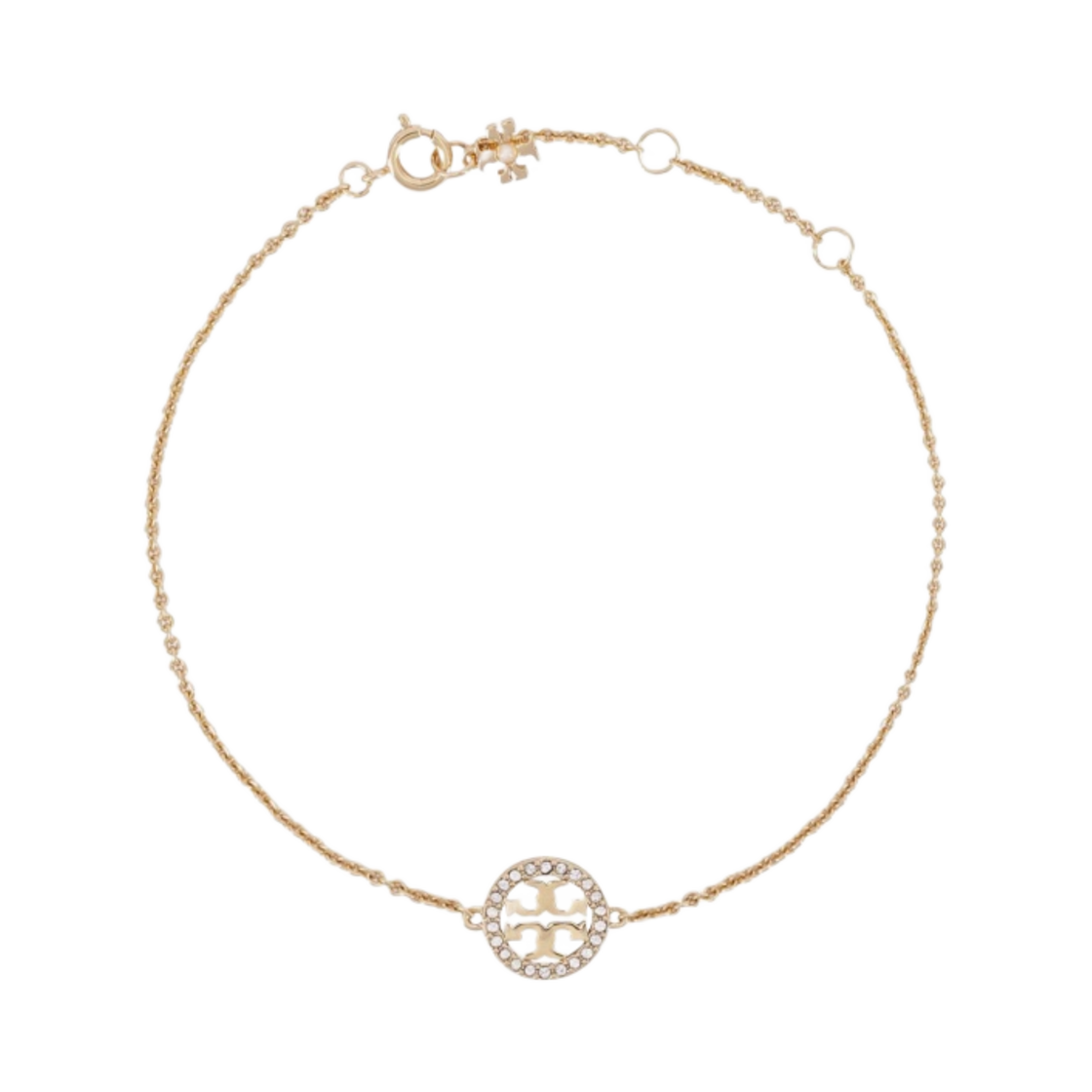 (W) 토리버치 밀러 파베 체인 브레이슬릿 토리 골드 크리스탈((W) Tory Burch Miller Pave Chain Bracelet Tory Gold Crystal)