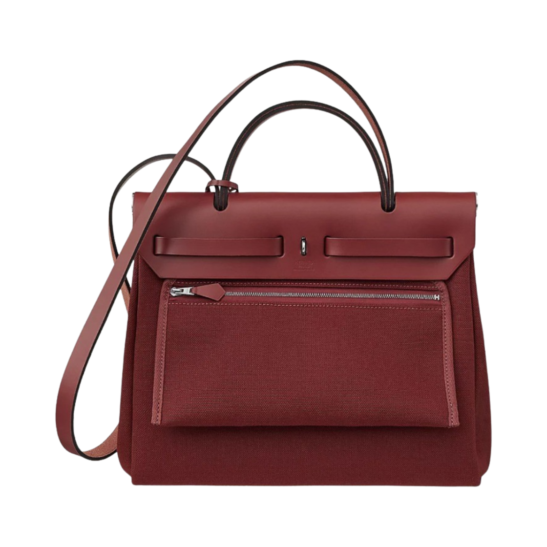 H078971CKAB Hermes Herbag Zip 31 Bag Military Canvas Hunter Cowhide & Palladium Rouge H - #3