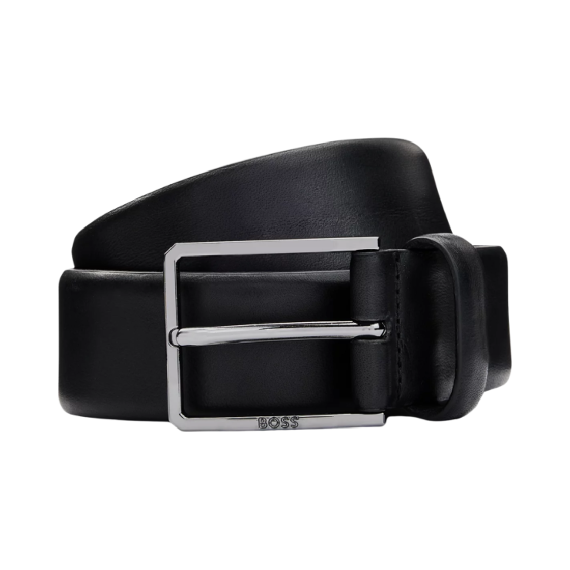 50516692-001 Hugo Boss Italian Leather Belt with Polished Gunmetal Hardware Black