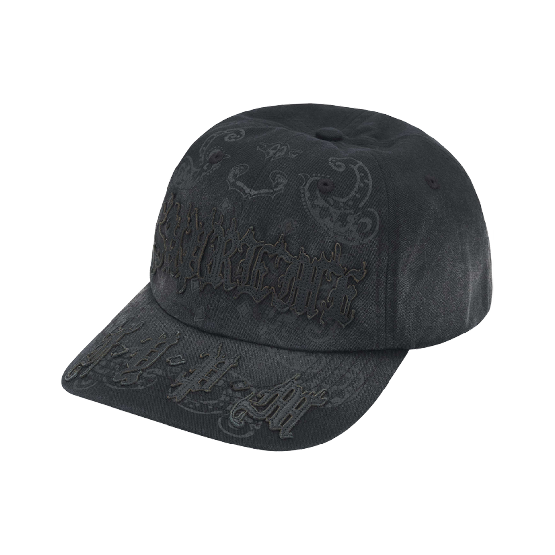 슈프림 레더 아플리케 6-패널 블랙 - 25SS(Supreme Leather Applique 6-Panel Black - 25SS)