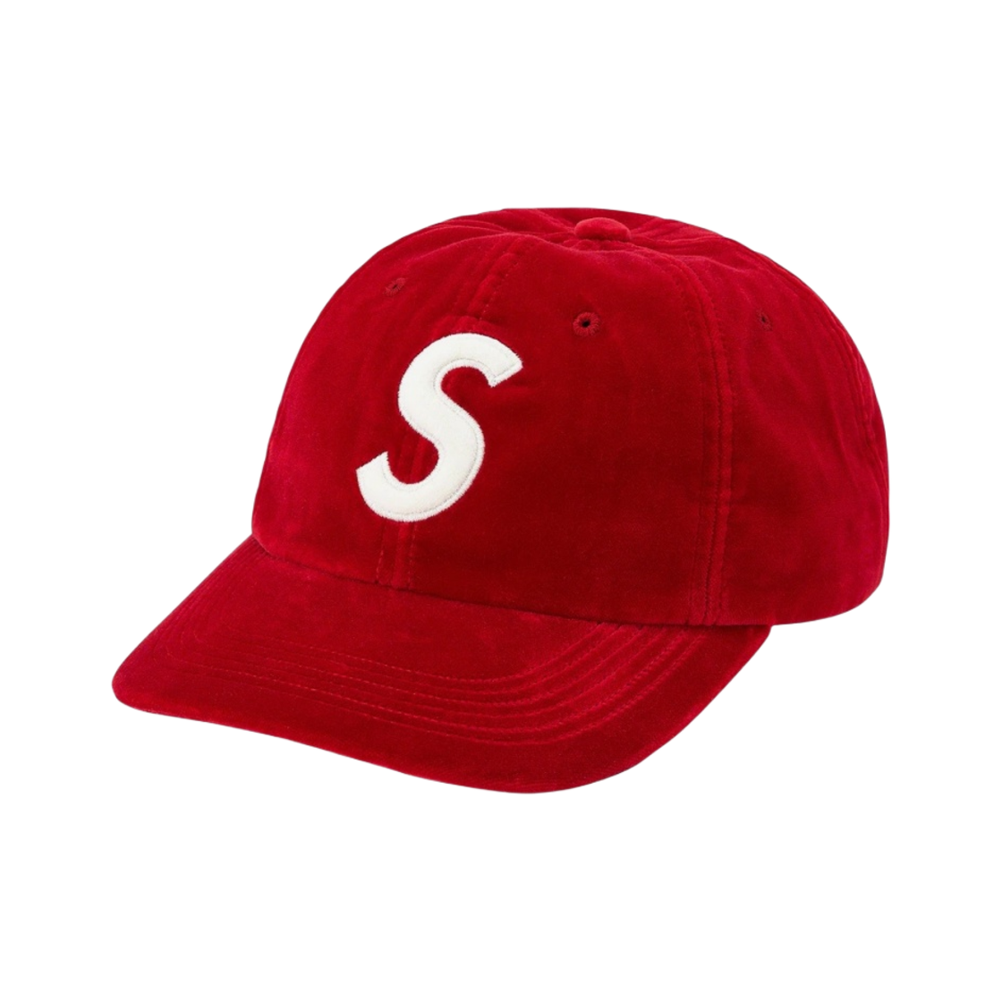 슈프림 벨벳 S 로고 6-패널 캡 레드 - 20FW